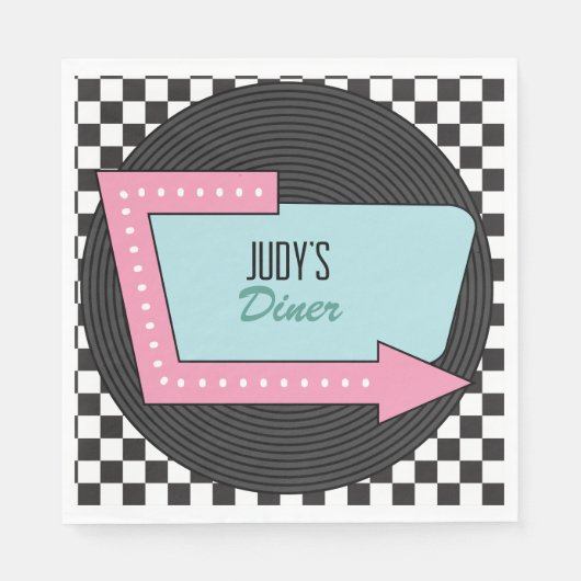 レトロ50年代の誕生日パーティー スタンダードランチョンナプキン (正面)