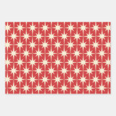 レトロ50年代アトミック時代のクリスマススターバストパターン ラッピングペーパーシート (正面3)