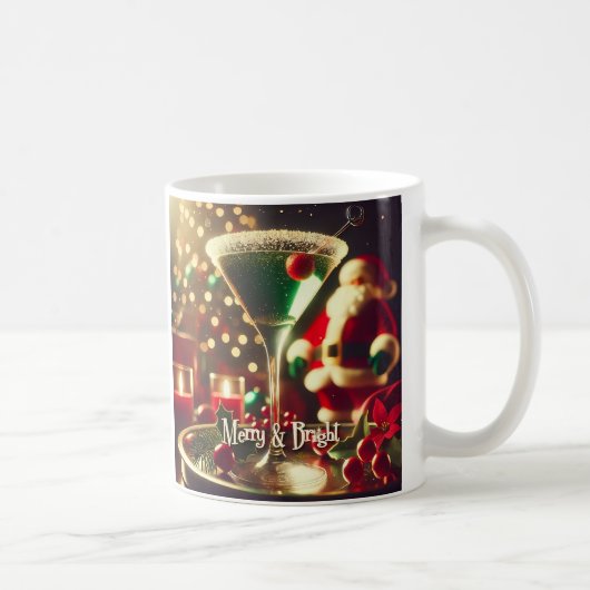 レトロ50年代サンタのクリスマス グリーンマティーニ コーヒーマグカップ (右)
