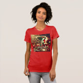 レトロ50年代サンタのクリスマス 緑のマティーニ Tシャツ (正面フル)