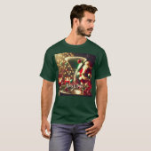 レトロ50年代サンタクリスマスグリーンマティーニ Tシャツ (正面フル)