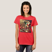 レトロ50年代サンタクリスマスグリーンマルティーニ Tシャツ (正面フル)