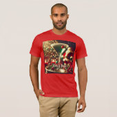 レトロ50年代サンタクリスマスグリーンマルティーニ Tシャツ (正面フル)