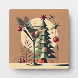 レトロ50年代ジェットセットクリスマスツリーマティーニ フォトプラーク