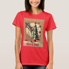 レトロ50年代ジェットセットクリスマスツリーマティーニ Tシャツ