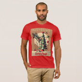 レトロ50年代ジェットセットクリスマスツリーマティーニ Tシャツ (正面フル)