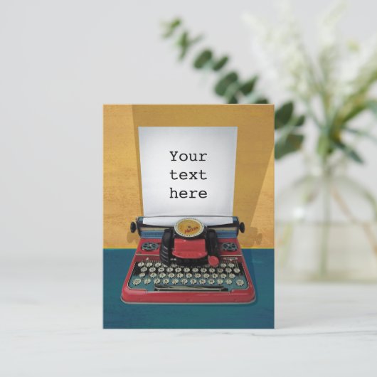 レトロ50年代タイプライターヴィンテージ玩具カスタマイズ文字 ポストカード (スタンド正面)