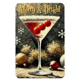 レトロ50年代トリプルクランベリークリスマスマティーニ マグネット