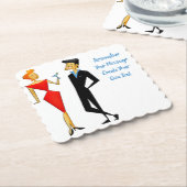 レトロ50年代マンウーマンカップルカクテルパーティー ペーパーコースター (アングル)