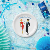 レトロ50年代マンウーマンカップルカクテルパーティー ペーパープレート (パーティー)