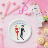 レトロ50年代マンウーマンカップルカクテルパーティー ペーパープレート (パーティー)