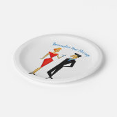 レトロ50年代マンウーマンカップルカクテルパーティー ペーパープレート (アングル)