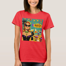 レトロ50年代マーディグラスマルティーニ・カクテルパーティー Tシャツ