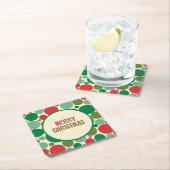 レトロ50年代ミッドセンチュリー点々のあるメリークリスマス スクエアペーパーコースター (インサイチュ)