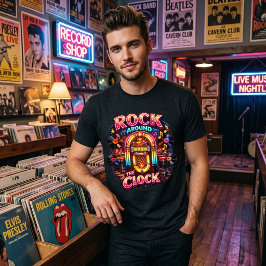 レトロ50年代ロック・アラウンド・ザ・クロック・ネオン・ジュークボックス トライブレンドTシャツ