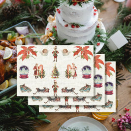 レトロ50年代60年代クリスマスサンタミセスクロース小妖精や小人天使 薄葉紙