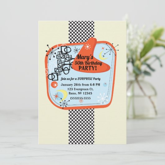 レトロ50年代60年代ヴィンテージ誕生会 招待状 (スタンド正面)