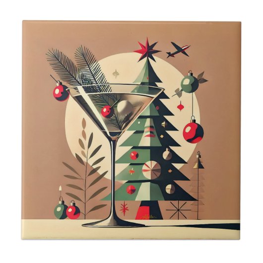 レトロ50年代 ジェットセット クリスマスツリーマティーニ タイル (正面)