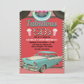 レトロ50年代 ヴィンテージ クラシックカー 50年代 50パーティー 招待状 (スタンド正面)