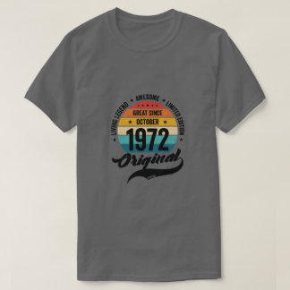 レトロ50年1972年10月誕生日ヴィンテージ日 Tシャツ