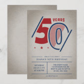 レトロ50誕生日 招待状 (正面/裏面)