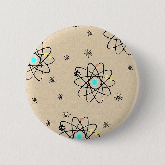 レトロ50sアトミックプリントサンドアパレル&ギフト 缶バッジ (正面)