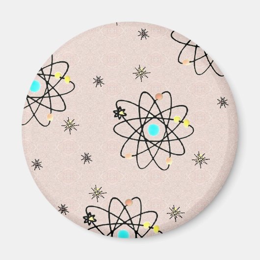 レトロ50sアトミックプリントピンクアパレル&ギフト マグネット (正面)