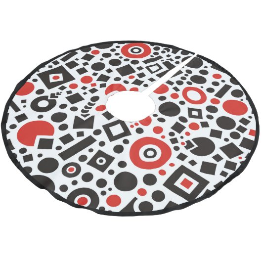 レトロ50sアールデコ赤白黒 ブラッシュドポリエステルツリースカート (アングル)