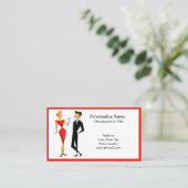 レトロ50sカップルパーティープランナーホストレッド&ブラック 名刺 (スタンド正面)
