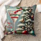 レトロ50sクランベリースノーフレーククリスマスマルティーニ クッション (ブランケット)