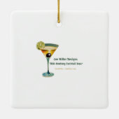 レトロ50sクランベリースノーフレーククリスマスマルティーニ セラミックオーナメント (裏面)