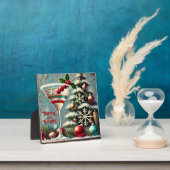 レトロ50sクランベリースノーフレーククリスマスマルティーニ フォトプラーク (インサイチュ)