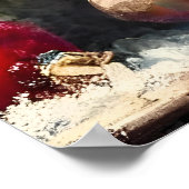 レトロ50sクランベリースノーフレーククリスマスマルティーニ ポスター (角)