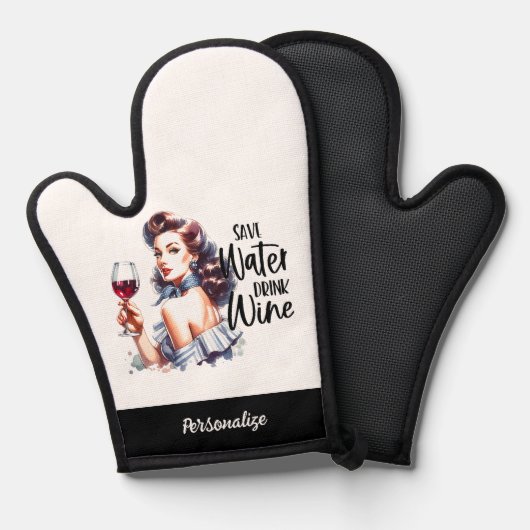 レトロ50sグラムガールおもしろい皮肉っぽさ引用文 鍋つかみ (正面/裏面)