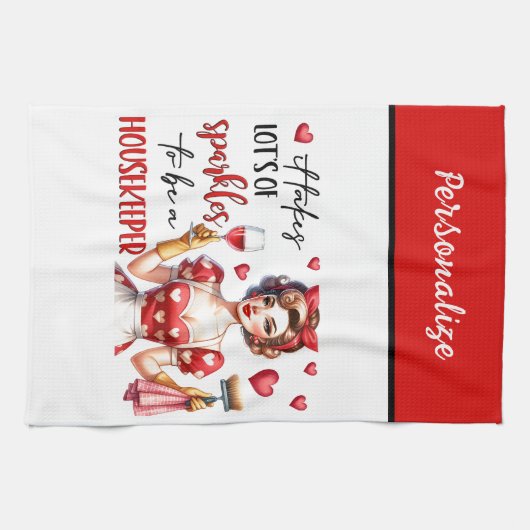 レトロ50sグラムハウスワイドメイおもしろいザー皮肉ユーモア キッチンタオル (横)