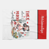 レトロ50sグラムハウスワイドメイおもしろいザー皮肉ユーモア キッチンタオル (横)