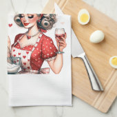 レトロ50sグラムハウスワイドメイおもしろいザー皮肉ユーモア キッチンタオル (四つ折り)