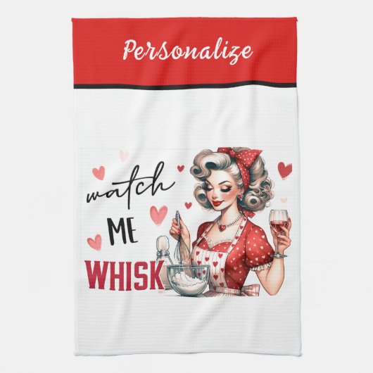 レトロ50sグラムハウスワイドメイおもしろいザー皮肉ユーモア キッチンタオル (縦)