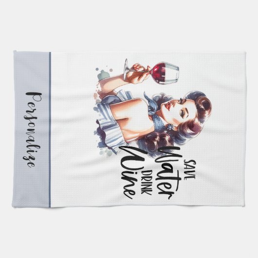 レトロ50sグラムハウスワイドメイおもしろいザー皮肉ユーモア キッチンタオル (横)