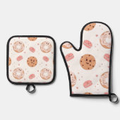 レトロ50sスタイルデザートキャラクターパターン 鍋つかみ&鍋敷きセット (正面)