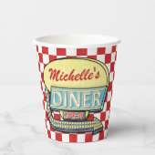 レトロ50sダイナーソックホップバースデーパーティーテーマ赤 紙コップ (正面)