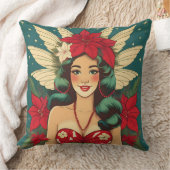 レトロ50sトロピカルクリスマスピンアップガール クッション (ブランケット)