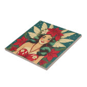 レトロ50sトロピカルクリスマスピンアップガール タイル (側面)