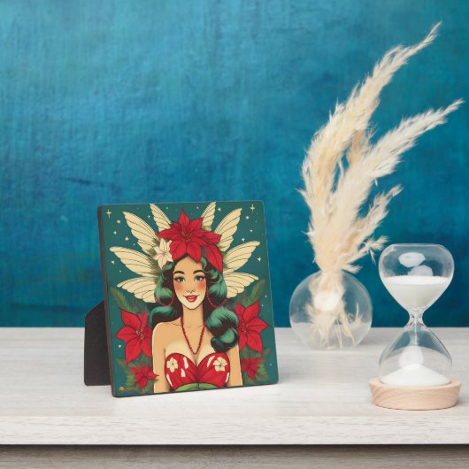 レトロ50sトロピカルクリスマスピンアップガール フォトプラーク (インサイチュ)