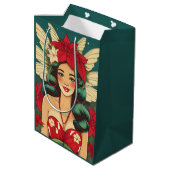 レトロ50sトロピカルクリスマスピンアップガール ミディアムペーパーバッグ (裏面アングル)