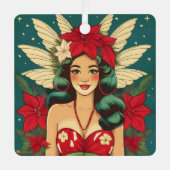 レトロ50sトロピカルクリスマスピンアップガール メタルオーナメント (正面)