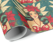 レトロ50sトロピカルクリスマスピンアップガール ラッピングペーパー (ロールコーナー)