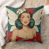 レトロ50sトロピカルクリスマスピンアップスターレット クッション (ブランケット)