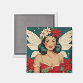 レトロ50sトロピカルクリスマスピンアップスターレット マグネット (正面/裏面)