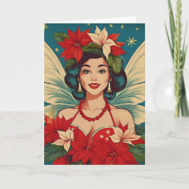 レトロ50sトロピカルクリスマスピンアップ美しいクイーン カード